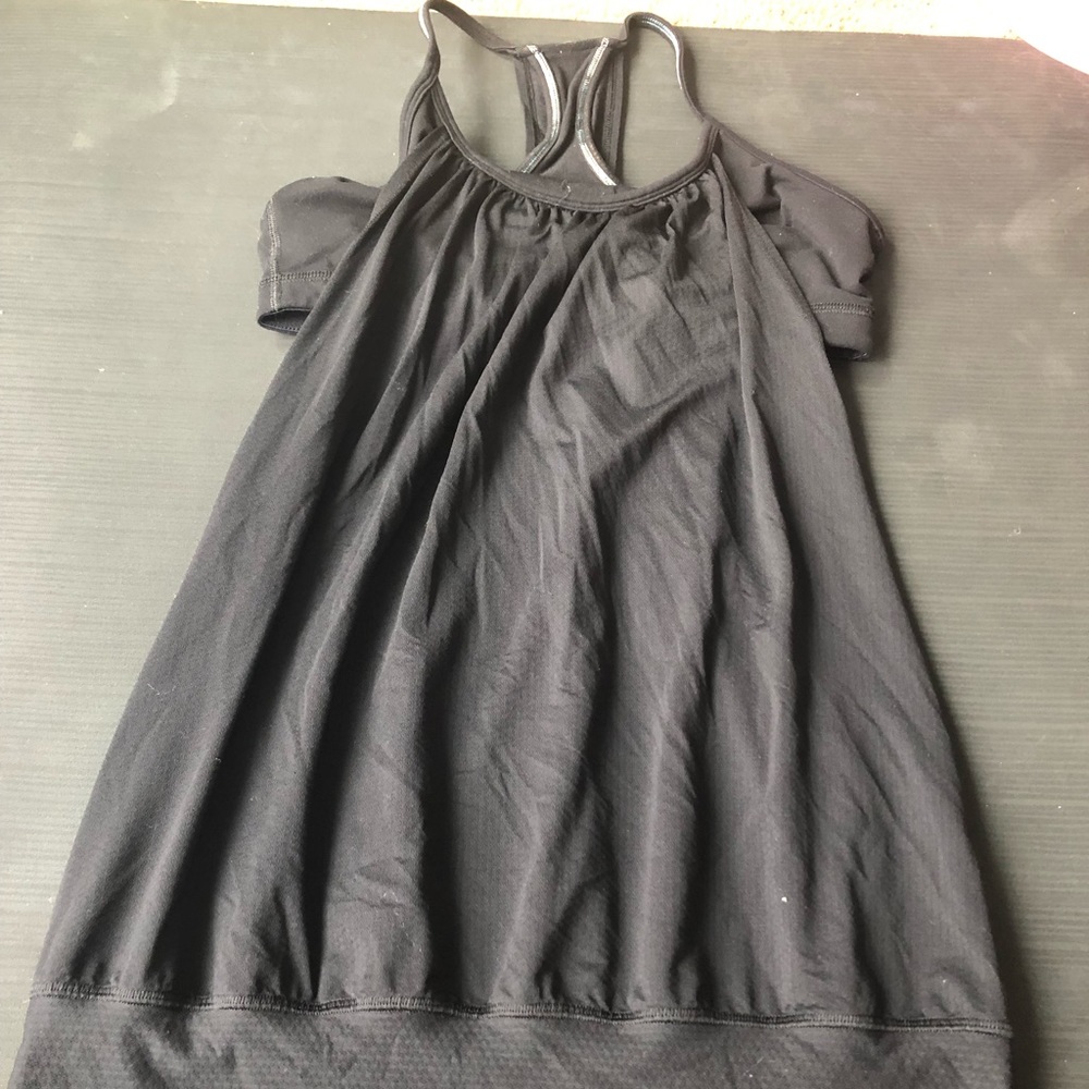 Black Lululemon No Limits tank with attached bra